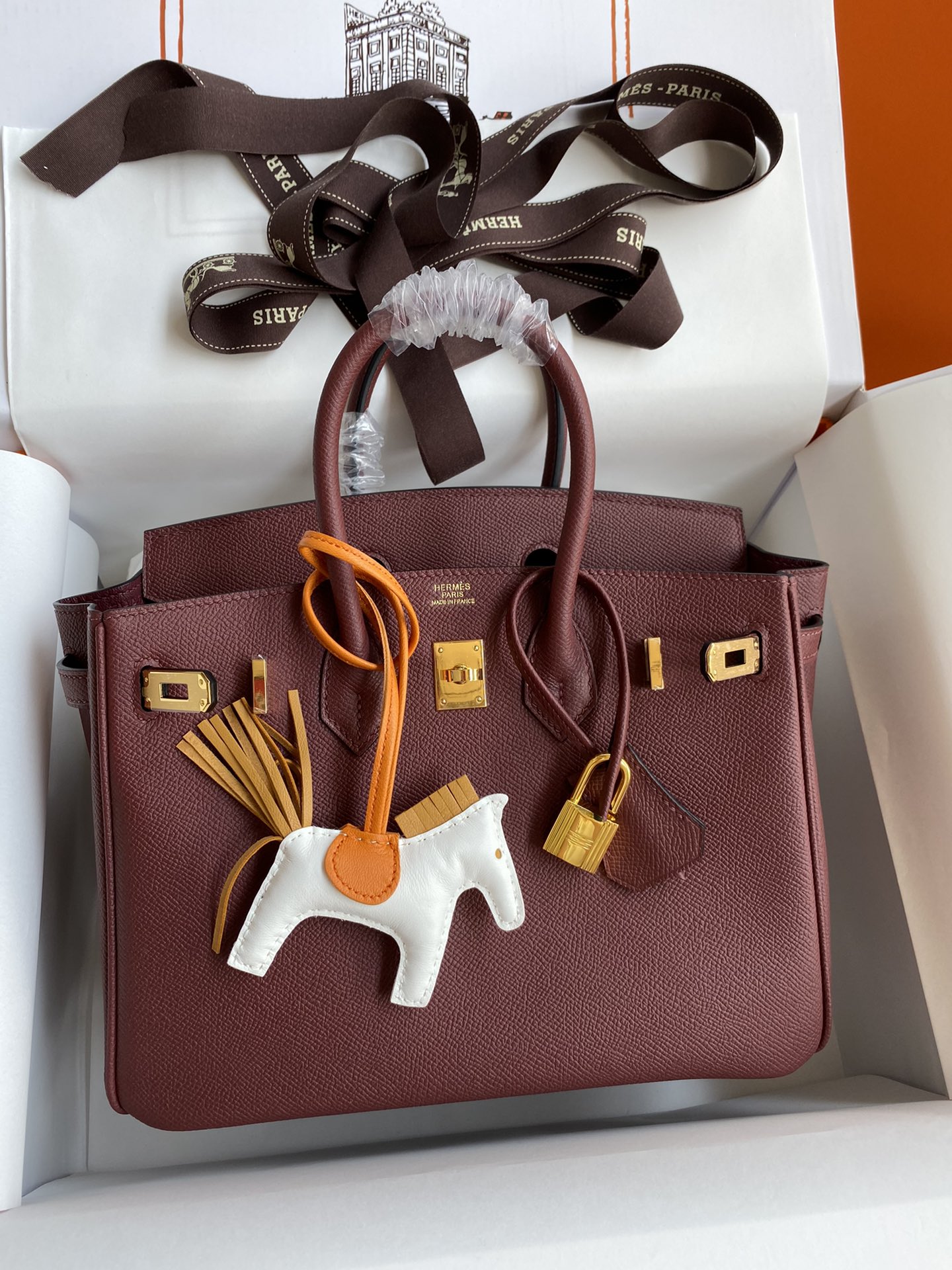 Hermes Birkin 25CM Epsom Leather Handbag Burgundy